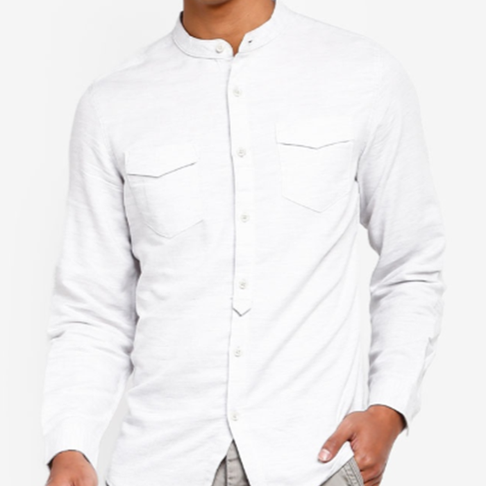 Long Sleeve Mandarin Collar Shirt by YH (Double Pocket) | MF Asia Singapore